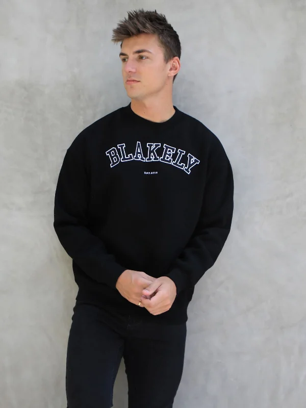 Varsity Relaxed Sweater - Black