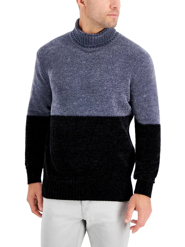 Equator Mens Chenille Colorblock Turtleneck Sweater