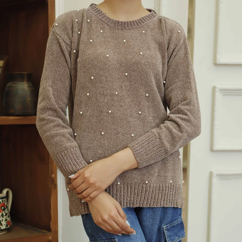 Grey Velvet Thread Winter Sweater PW4826