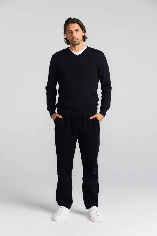 Harrison Cashmere V Neck - Black