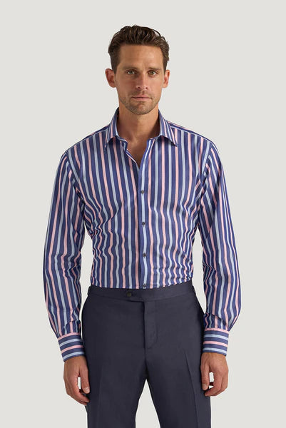 M.J. Bale - Benedict Business Shirt - Stripe - Pink/Navy/Sky