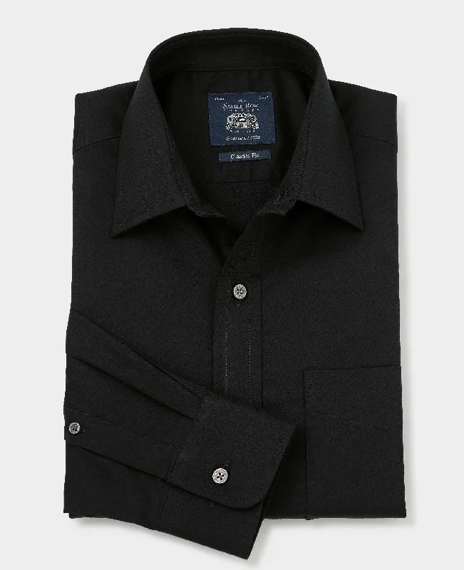 Black Fine Twill Classic Fit Formal Shirt - Single Cuff