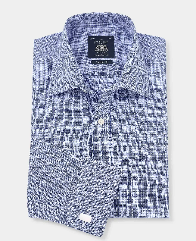 Blue Prince Of Wales Check Classic Fit Formal Shirt - Double Cuff