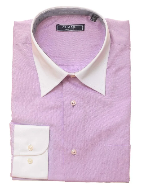 Chams Classic Fit Light Purple Twill Fine Combed Cotton Dress Shirt