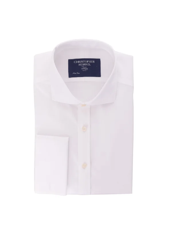 Christopher Morris Extra Slim Fit Cotton Non-Iron White French Cuff Dress Shirt