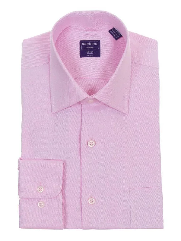 Classic Fit Raspberry Pink Twill Standard Cuff Cotton Dress Shirt