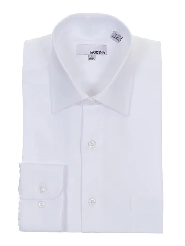 Classic Fit White Twill Standard Cuff Cotton Dress Shirt