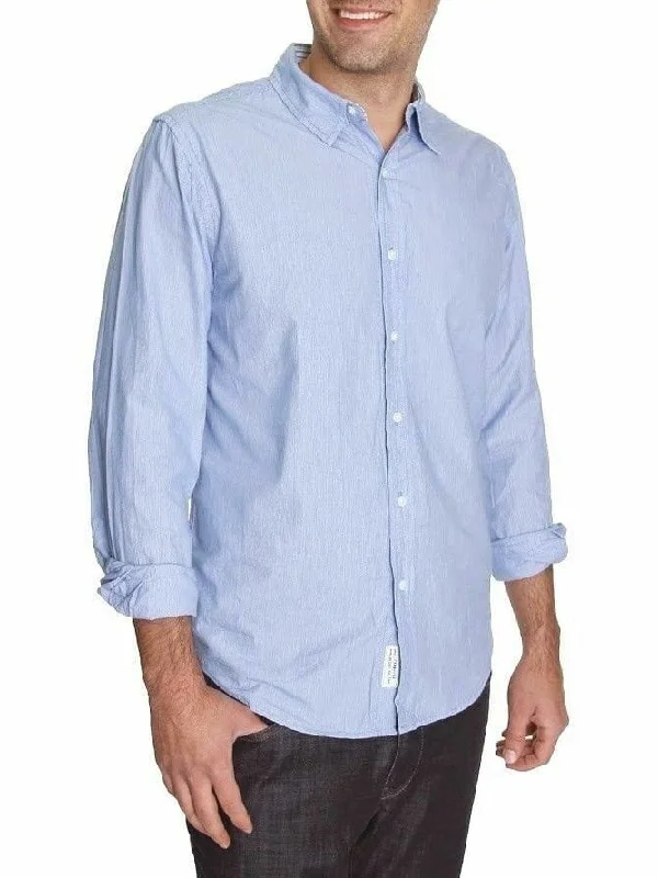 Club Room Mens Blue Pinstriped 100% Cotton Slim Fit Dress Shirt