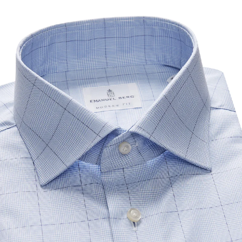 Emanuel Berg Blue Plaid Dress Shirt