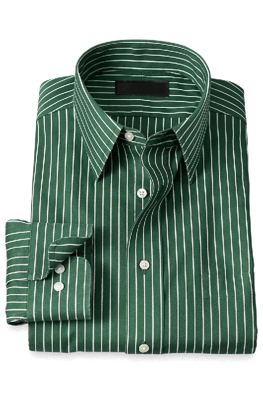 Green Stretch Non-Iron Stripe Formal Shirt