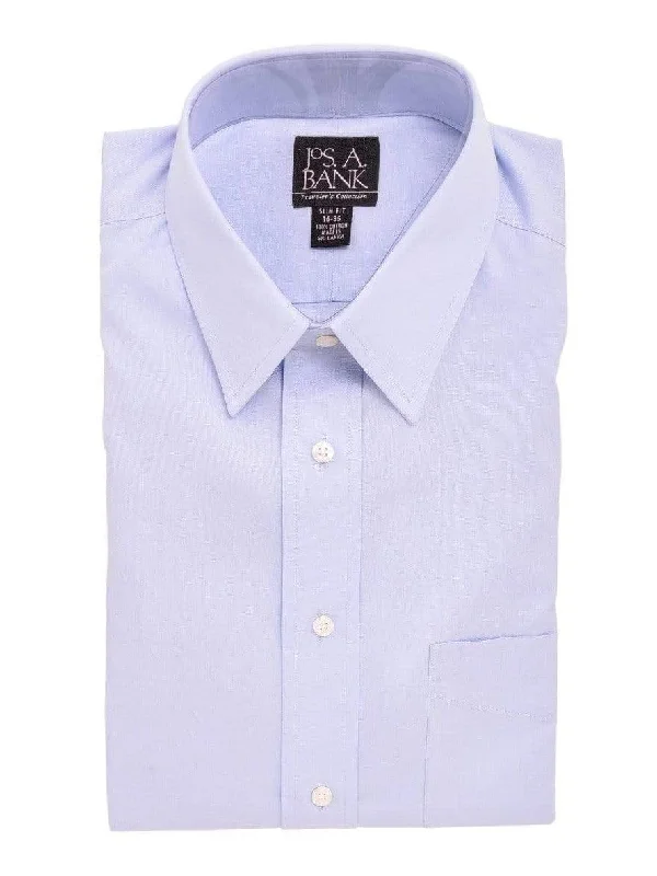 Jos A Bank Slim Fit Travelers Collection Light Blue Cotton Dress Shirt