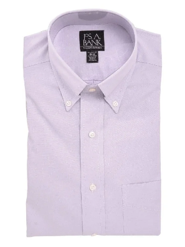 Jos A Bank Tailored Fit Solid Light Purple Button-down Collar Cotton Dress Shirt