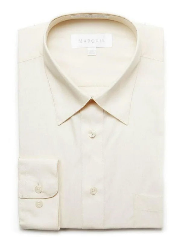 Marquis Mens Classic Fit Off White Cotton Blend Dress Shirt