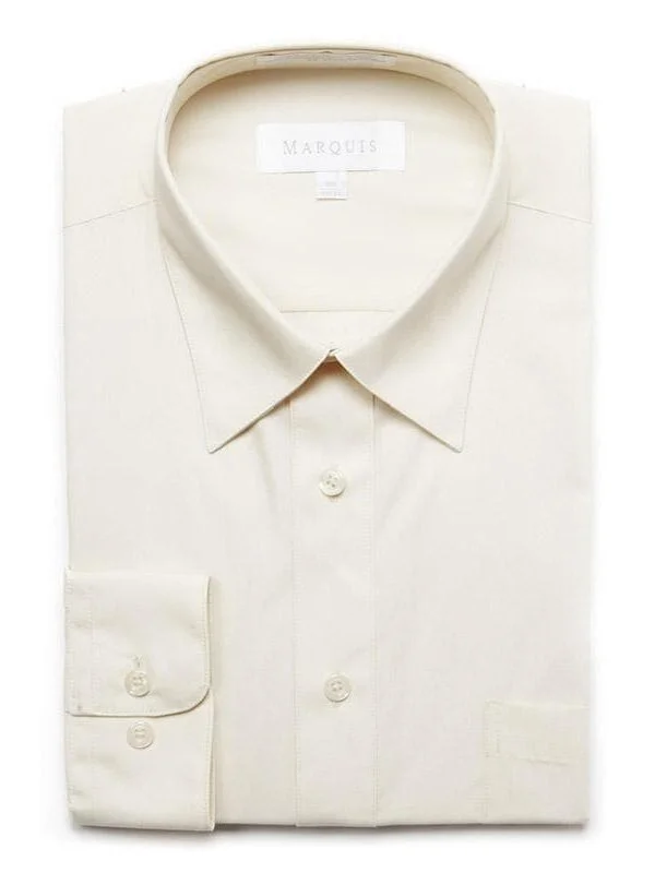 Marquis Mens Slim Fit Off White Cotton Blend Dress Shirt