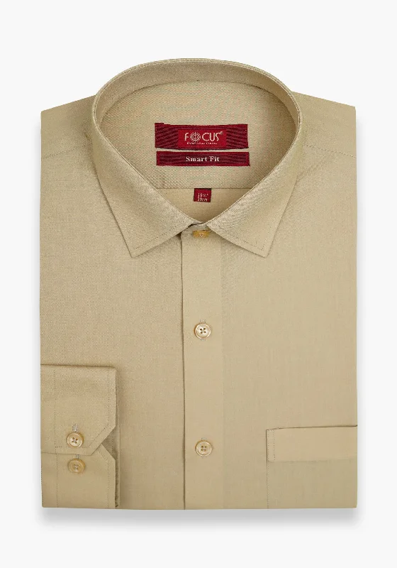 Men Khaki  Plain Dress Shirt