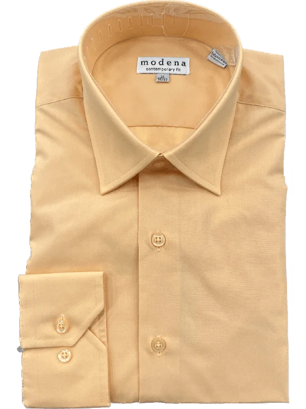 Mens Melon Orange Spread Collar Modern Fit Cotton Blend Dress Shirt