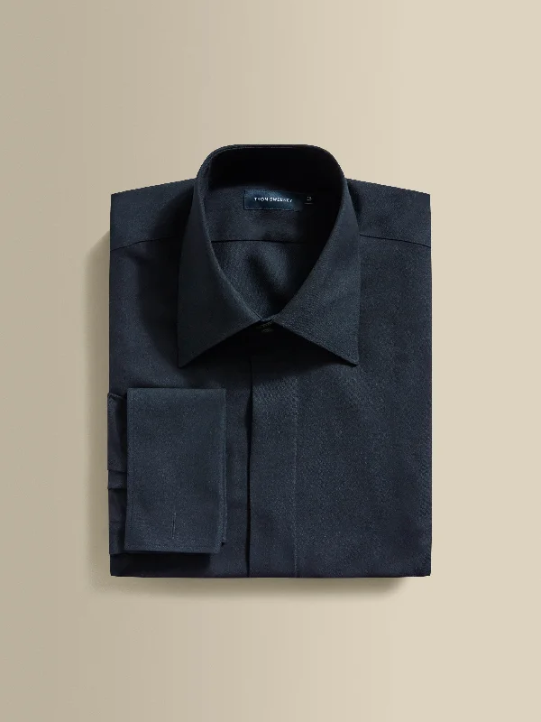 Wool Silk Fly Front Dress Shirt