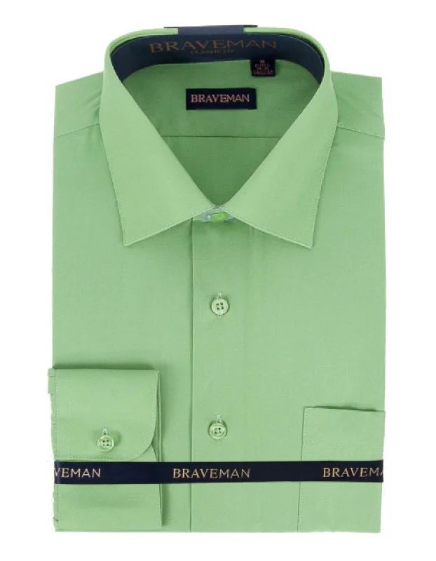 Mens Slim Fit Dress Shirt in Apple Green