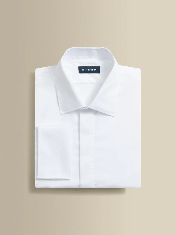 Cotton Stretch Fly Front Dress Shirt