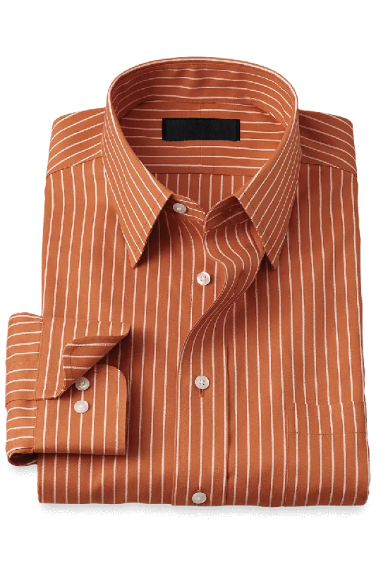 Orange Stretch Non-Iron Stripe Formal Shirt