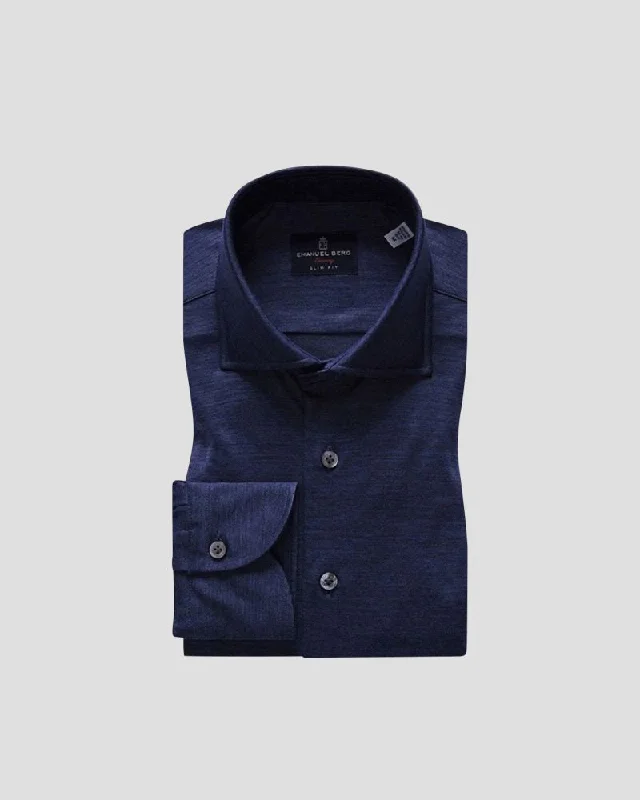 Extra fine wool premium dress shirt - Dark blue