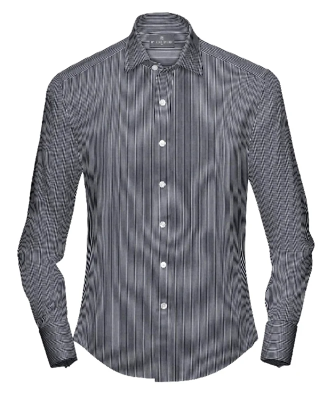 Silver Black Stripes Evening Dress Shirt