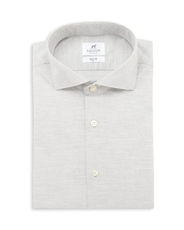 Slim fit melange cotton formal shirt