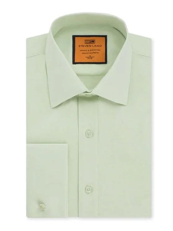 Steven Land Men's 100% Cotton Stretch Light Green Wrinkle & Shrink Free Dress Shirt