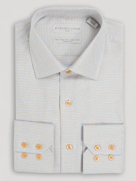 Steven Land Mens Marigold Check 100% Cotton Non-Iron Dress Shirt