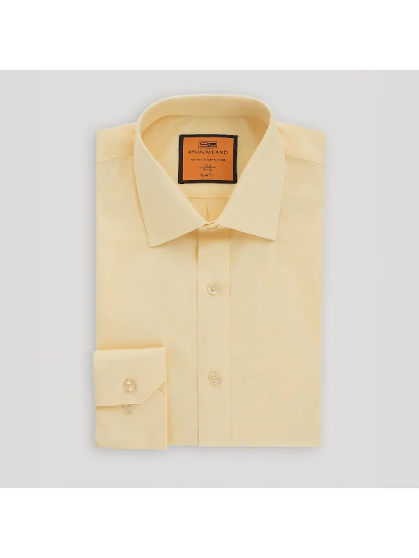 Steven Land Mens Peach Slim Fit 4 Way Stretch Spread Collar Dress Shirt