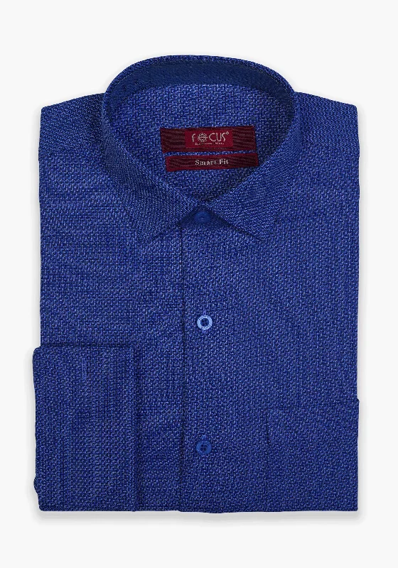 Textured Blue Dress Shirt