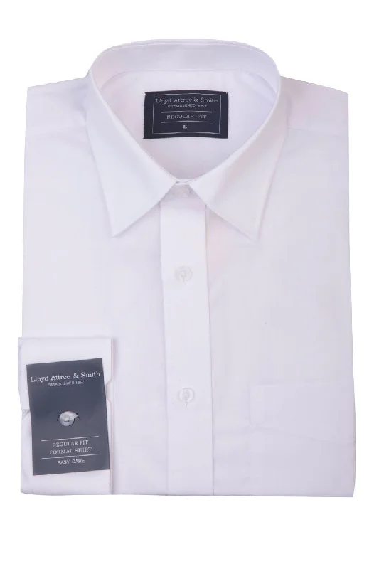 Men's White Regular Collar Formal Cotton Dress Shirt