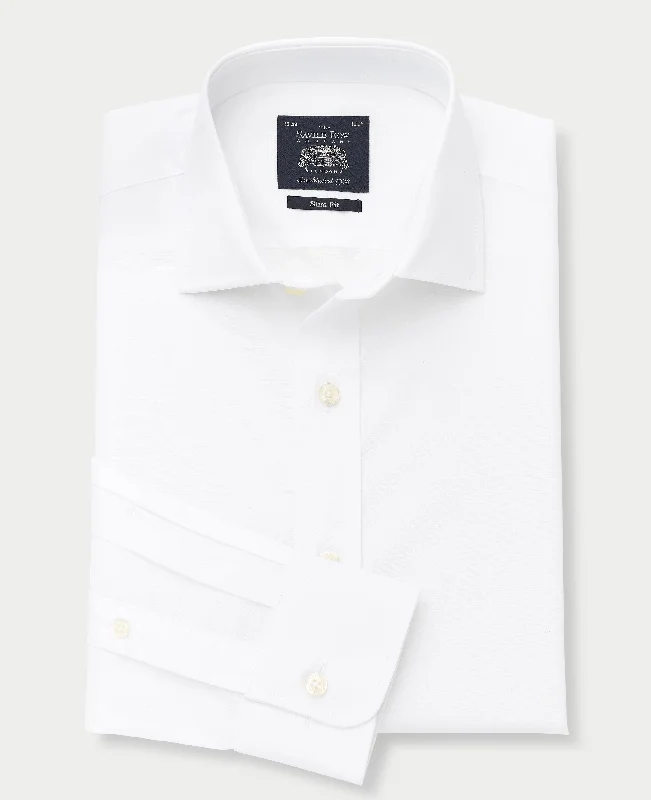 White Slim Fit Cotton Poplin Formal Shirt - Single or Double Cuff