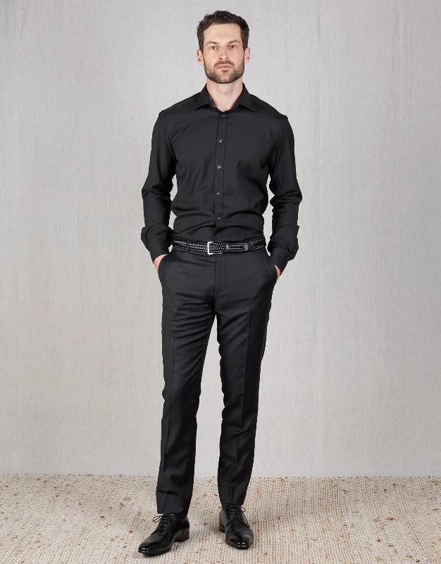 Lotus Black Twill Suit Trouser