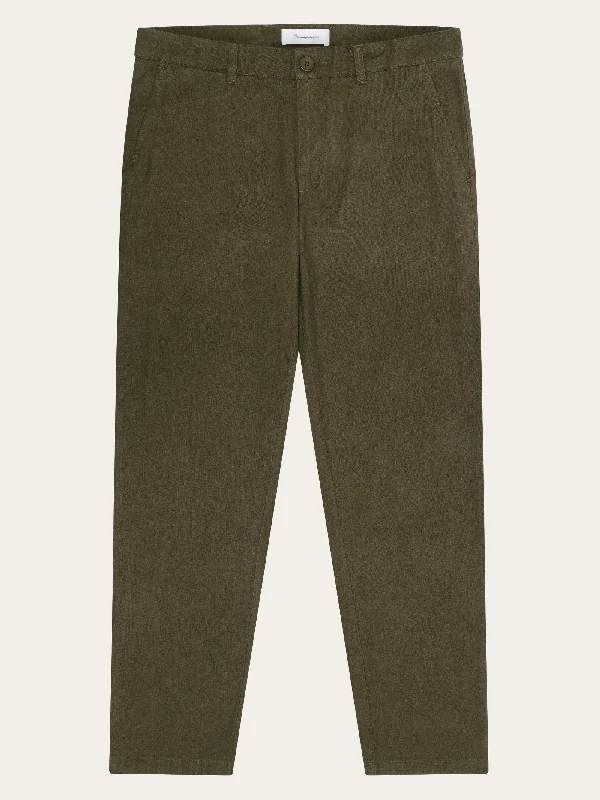 CHUCK regular flannel chino pants - Dark Olive