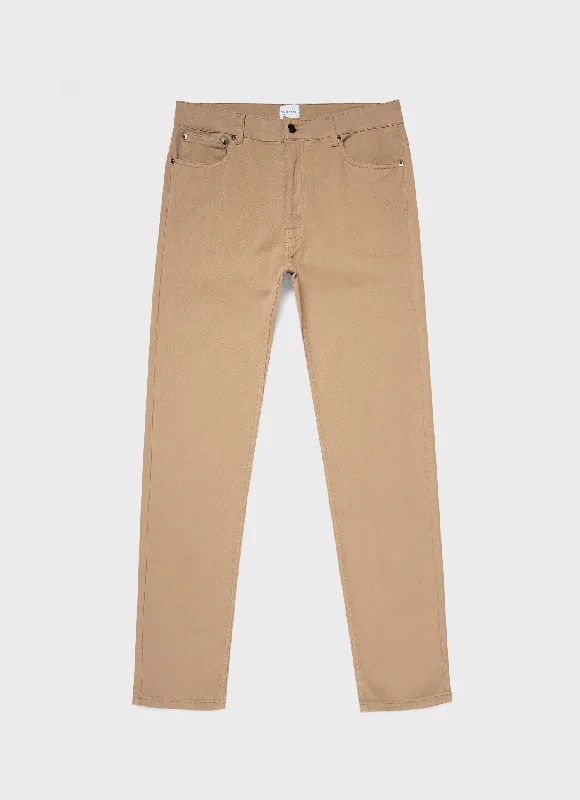 Men's Cotton Drill 5 Pocket Trouser in Stone