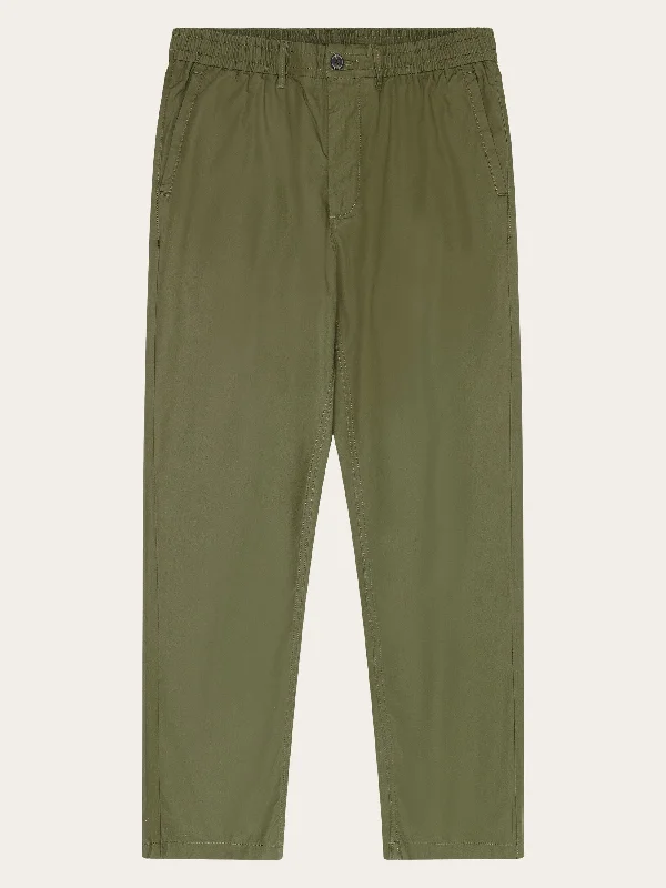 TIM tapered poplin elastic waist string pants - GOTS/Vegan - Burned Olive