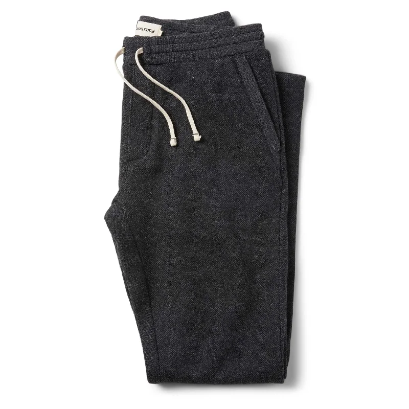 The Weekend Pant in Charcoal Herringbone Wool